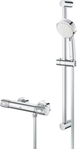GROHE Grohtherm-1000 Performance Renovatieset - Met Thermostaatkraan, Koppelingen, Glijstang En Hoofddouche - CoolTouch - Chroom -Badkamer Kast Winkel 618x1200 2
