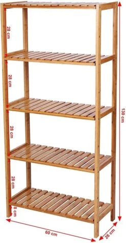 Songmics Badkamer Rek Met 9 Niveaus – Opbergrek Met Verstelbare Planken – Badkamerkast - Bamboe -Badkamer Kast Winkel 623x1200 2