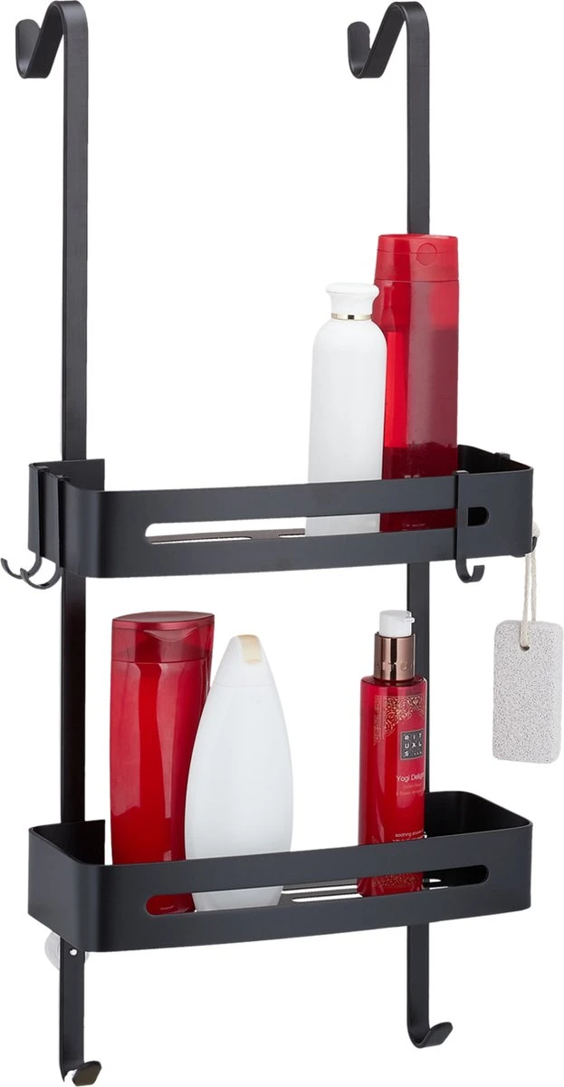 SIAFOSS Doucherek XL Zonder Boren Doucherek Hangend - 100% Stevig - 100% RVS - Hangend Badkamerrekje - Doucherek Aan Douchewand - Badkamer Accessoires - RVS Zwart - 2 Laags - Douchemand 1 SIAFOSS Doucherek XL Zonder Boren Doucherek Hangend - 100% Stevig - 100% RVS - Hangend Badkamerrekje - Doucherek Aan Douchewand - Badkamer Accessoires - RVS Zwart - 2 Laags - Douchemand