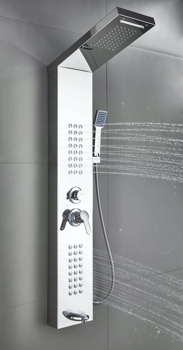 Badplaats Douchepaneel Toulon - RVS - Regendouche Met Mengkraan En Douchekop 4 Badplaats Douchepaneel Toulon - RVS - Regendouche Met Mengkraan En Douchekop - Afbeelding 4