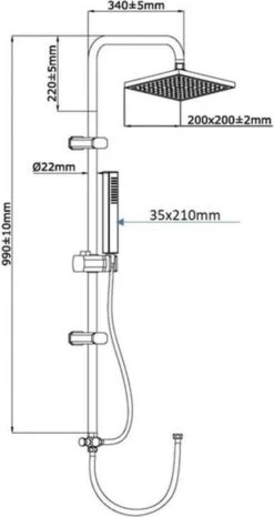 SCHÜTTE Tokyo Douchesysteem - Regendouche - 102 Cm Stang - Chroom -Badkamer Kast Winkel 636x1200