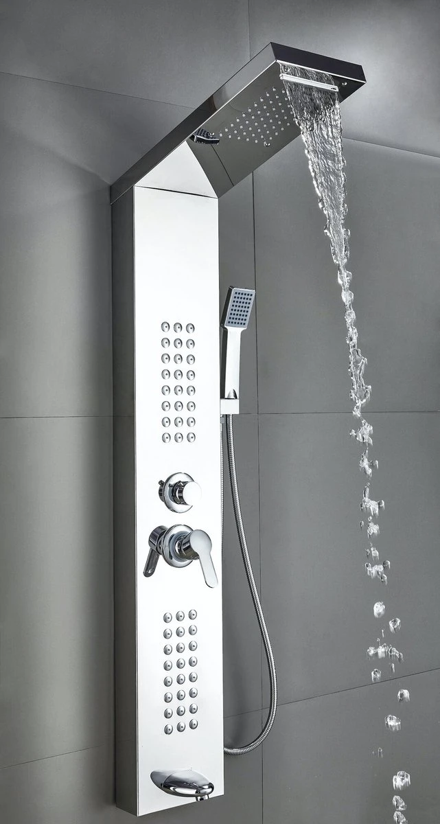 Badplaats Douchepaneel Toulon - RVS - Regendouche Met Mengkraan En Douchekop 5 Badplaats Douchepaneel Toulon - RVS - Regendouche Met Mengkraan En Douchekop - Afbeelding 5