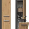Merkloos Badkamermeubel-Badkamerkast – Wandkast – Kolomkast – Hoog – Met Wasmand – Antraciet- Eiken Kleur