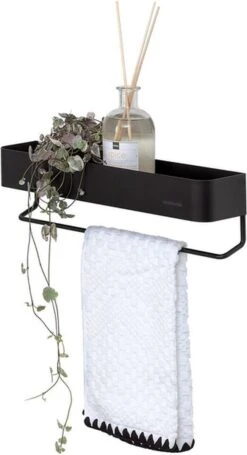 Sealskin Brix - Wandrek Met Handdoekrek 35 Cm - Zwart -Badkamer Kast Winkel 652x1200