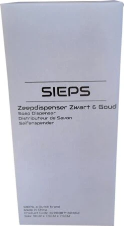 SIEPS Zeepdispenser - Zeeppompje Zwart & Goud - Vrijstaand 400 ML Zeephouder - Keramiek -Badkamer Kast Winkel 659x1200