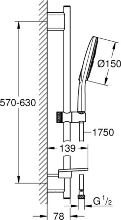 GROHE QuickFix Vitalio SmartActive 150 Glijstangset - 3 Straalsoorten - Chroom - 26598000 -Badkamer Kast Winkel 662x1200