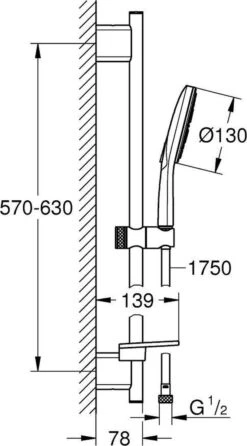 GROHE Rainshower SmartActive 130 Glijstangset - 60 Cm - Met Zeepschaal - Chroom - 26575000 -Badkamer Kast Winkel 665x1200 1