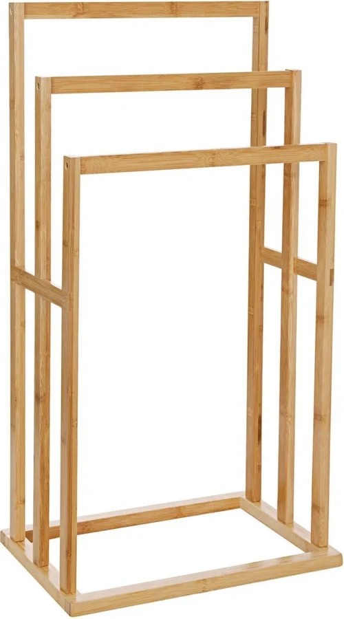 Merkloos Decopatent® Handdoekrek - Vrijstaand Handdoekenrek Voor In Badkamer - Handdoekrek - Bamboe Hout - Handdoek - Droogrek Met 3 Armen -Badkamer Kast Winkel 667x1200 4