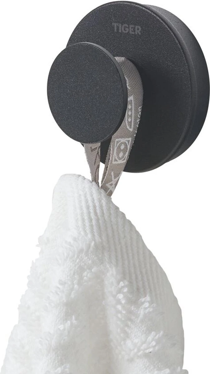 Tiger Urban - Handdoekhaak Groot (1x) - ø 5 Cm - Inclusief 2 Decorringen - Zwart 4 Tiger Urban - Handdoekhaak Groot (1x) - ø 5 Cm - Inclusief 2 Decorringen - Zwart - Afbeelding 4