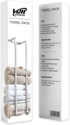 VDN Stainless Handdoekrek - Handdoekrek Badkamer - RVS - Handdoekenrek - Handdoekhouder -Badkamer Kast Winkel 676x1200