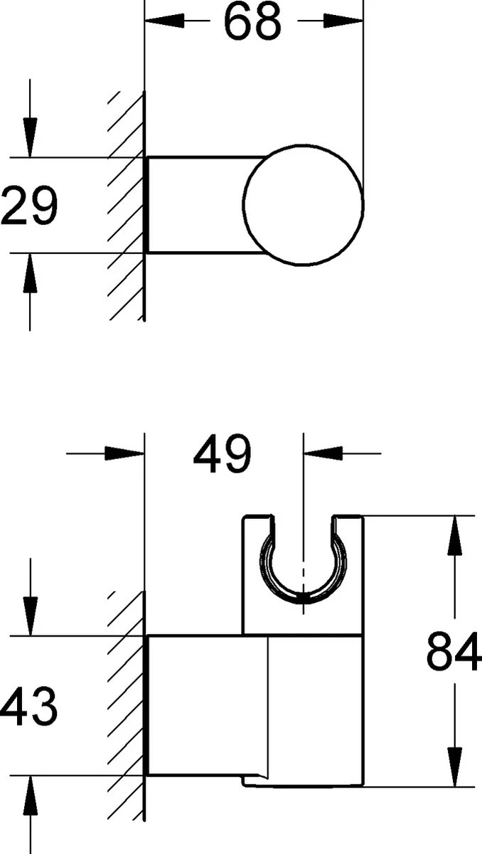 GROHE Rainshower Wandhouder - Verstelbaar - Chroom - 27055000 6 GROHE Rainshower Wandhouder - Verstelbaar - Chroom - 27055000 - Afbeelding 6