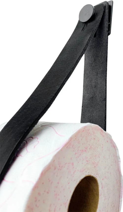 Luxe Leren Toiletrolhouder - Zwart - Reserverolhouder - 100% Volnerfleer - Hangend - Zonder Boren - WC Rol Houder - Closetrolhouder -Badkamer Kast Winkel 699x1200