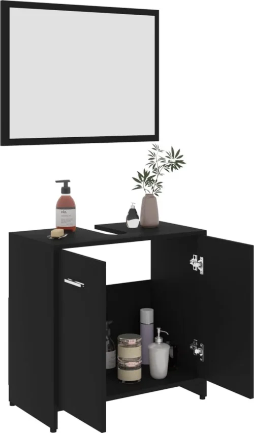 Decoways - Badkamermeubelset Spaanplaat Zwart -Badkamer Kast Winkel 704x1200 1