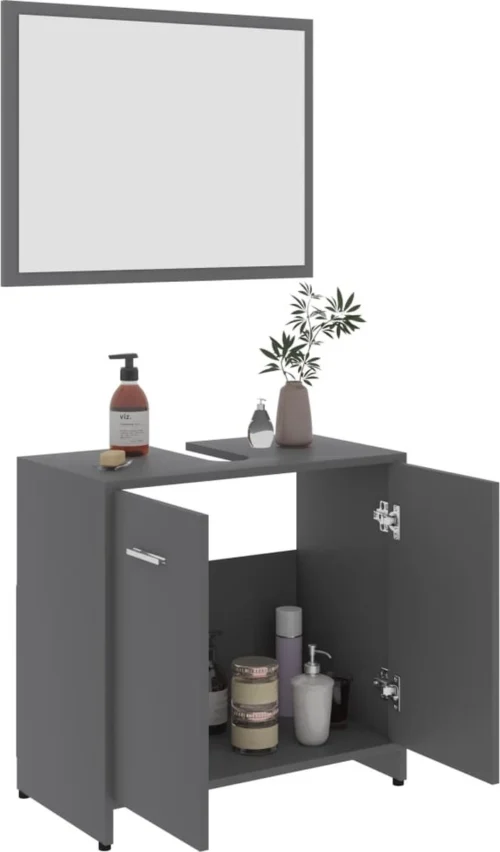 Decoways - Badkamermeubelset Spaanplaat Grijs -Badkamer Kast Winkel 704x1200