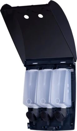 Aquathof, Zeepdispenser, Mat Zwart, 3 Kamer, 3 Reservoirs, 3x350ml, Hangend, Wandmontage 18 Aquathof, Zeepdispenser, Mat Zwart, 3 Kamer, 3 Reservoirs, 3x350ml, Hangend, Wandmontage -Badkamer Kast Winkel 705x1200 1