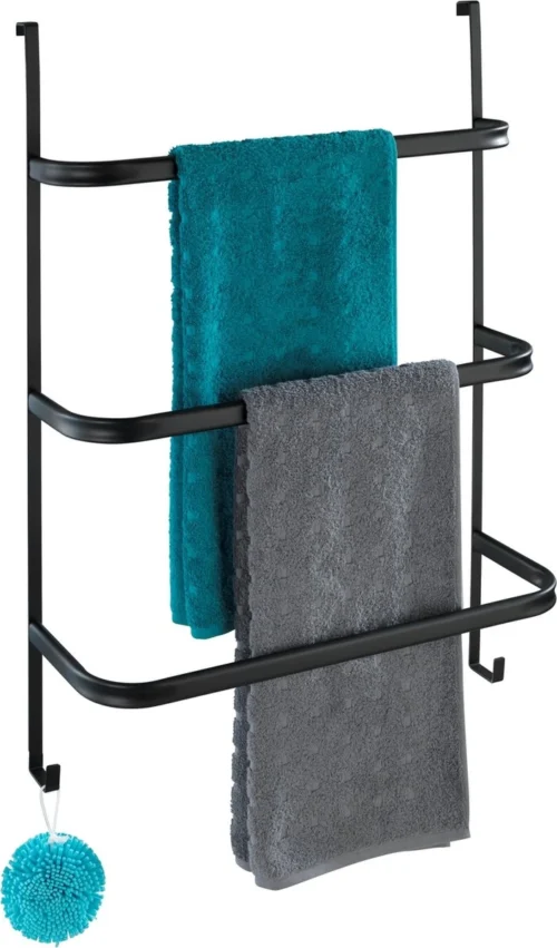 WENKO Handdoekhouder Irpinia 78x55cm Staal Zwart - Handdoekrek - Handdoekenrek Badkamer -Badkamer Kast Winkel 705x1200