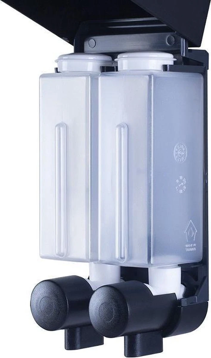 Aquathof, Zeepdispenser, Mat Zwart, 2 Kamer, 2 Reservoirs, 2x250ml - Hangend - Wandmontage 10 Aquathof, Zeepdispenser, Mat Zwart, 2 Kamer, 2 Reservoirs, 2x250ml - Hangend - Wandmontage - Afbeelding 10
