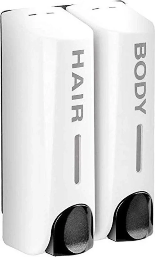 WiseGoods Luxe Zeepdispenser Shampoo - Desinfectie Dispenser Wandmontage Zeep Pomp - Zeeppompje Douche - Badkamer Muur - Wit 2st