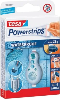 Tesa Powerstrips Large Waterproof Klusbenodigdheden - Klusbenodigdheden - Huishouden - Plakstrips/powerstrips - Dubbelzijdig - Zelfklevend - Tape/strips/plakkers -Badkamer Kast Winkel 730x1200 1
