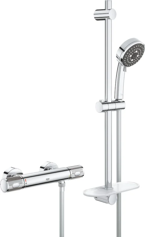 GROHE QuickFix Precision Feel Thermostatische Douchekraan - Met Glijstangset - EcoJoy - CoolTouch - Chroom - 34791000