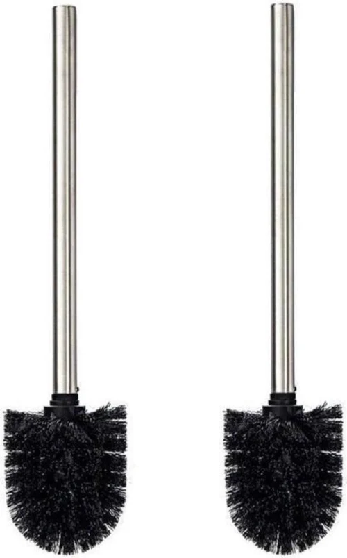 Merkloos Universele Toilet Borstel Zwart Met Handgreep RVS - Wc Borstel - Toiletborstel - Set Van 2