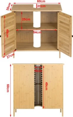 Merkloos Badkamerkast - Ondermeubel Wastafel - Handdoeken Kast - Opbergruimte - Opbergkast Badkamer - Wastafel Onderkast - Hout - Bamboe -Badkamer Kast Winkel 750x1200 3