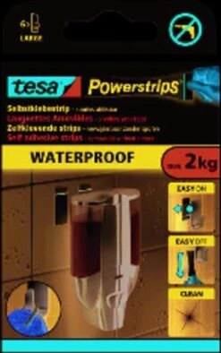 Tesa Powerstrips Large Waterproof Klusbenodigdheden - Klusbenodigdheden - Huishouden - Plakstrips/powerstrips - Dubbelzijdig - Zelfklevend - Tape/strips/plakkers -Badkamer Kast Winkel 753x1200