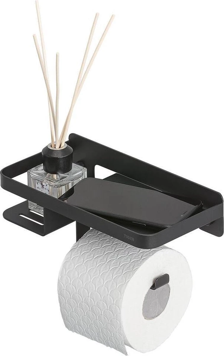 Tiger Caddy - Toiletrolhouder Met Planchet 24 Cm - Zwart 8 Tiger Caddy - Toiletrolhouder Met Planchet 24 Cm - Zwart - Afbeelding 8