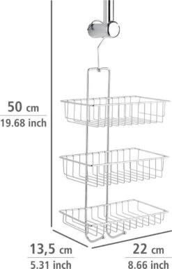 WENKO Doucherek Nivala 3-laags Chroom - Doucherek Zonder Boren - Doucherek Hangend -Badkamer Kast Winkel 765x1200 3