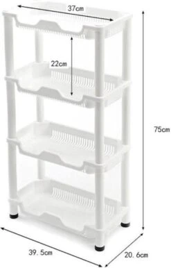 Merkloos Decopatent® 4 Laags Opbergrek -Staand Rek 4 Etages Voor Badkamer - Keuken - Keukenrek - Badkamerrek - Kunststof Rechthoekig Rek -Badkamer Kast Winkel 768x1200 1