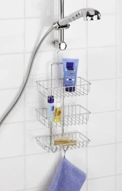 WENKO Doucherek Nivala 3-laags Chroom - Doucherek Zonder Boren - Doucherek Hangend -Badkamer Kast Winkel 769x1200