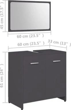 Decoways - Badkamermeubelset Spaanplaat Grijs -Badkamer Kast Winkel 777x1200