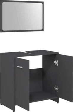 Decoways - Badkamermeubelset Spaanplaat Grijs -Badkamer Kast Winkel 790x1200 6