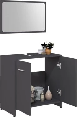 Decoways - Badkamermeubelset Spaanplaat Grijs -Badkamer Kast Winkel 790x1200 7