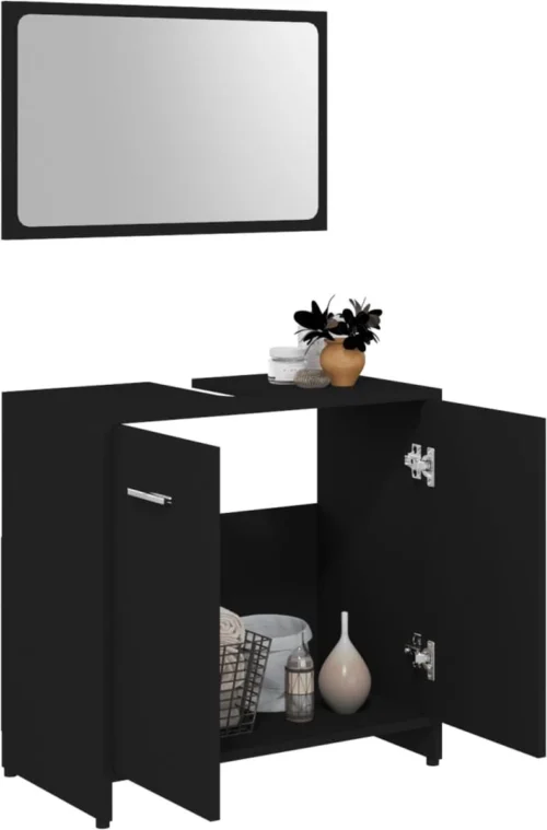 Decoways - Badkamermeubelset Spaanplaat Zwart -Badkamer Kast Winkel 790x1200 9