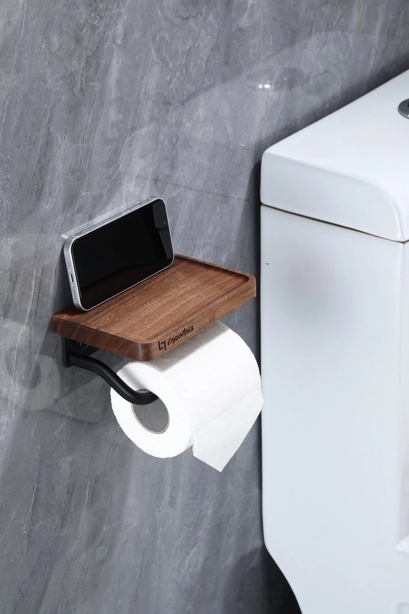 Lopoleis WC Rolhouder – WC-rolhouder – Luxe Toiletrolhouder Walnoothout – Zwart – Zelfklevend – WC Rolhouder Zonder Boren – Toiletrolhouder Met Plankje – WC Rolhouder Zwart – Badkamer Accessoires 8 Lopoleis WC Rolhouder – WC-rolhouder – Luxe Toiletrolhouder Walnoothout – Zwart – Zelfklevend – WC Rolhouder Zonder Boren – Toiletrolhouder Met Plankje – WC Rolhouder Zwart – Badkamer Accessoires - Afbeelding 8