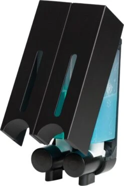 Aquathof, Zeepdispenser, Mat Zwart, 2 Kamer, 2 Reservoirs, 2x250ml - Hangend - Wandmontage 15 Aquathof, Zeepdispenser, Mat Zwart, 2 Kamer, 2 Reservoirs, 2x250ml - Hangend - Wandmontage -Badkamer Kast Winkel 800x1200