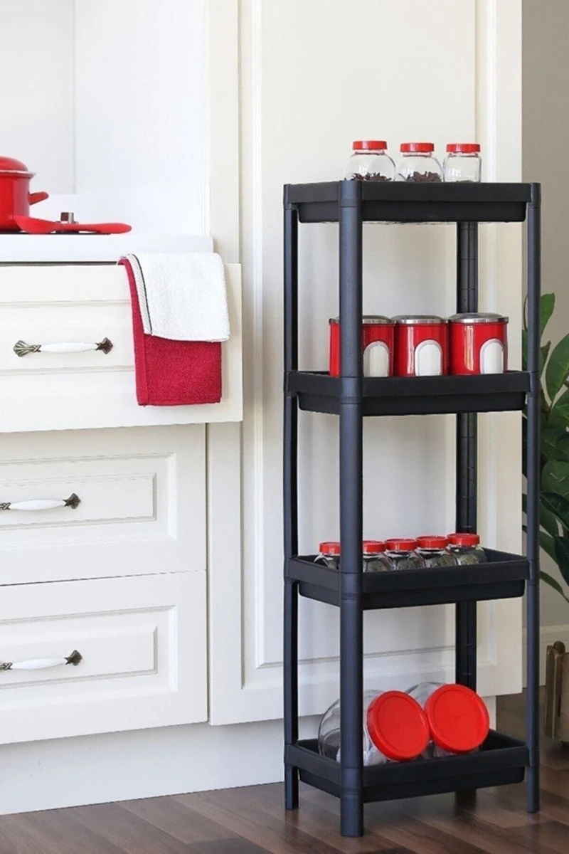 Merkloos Badkamerrek - 4 Etages - Keukenrek - Opbergrek - Staand Badkamerrek - Zwart - 100x36x23 CM 3 Merkloos Badkamerrek - 4 Etages - Keukenrek - Opbergrek - Staand Badkamerrek - Zwart - 100x36x23 CM - Afbeelding 3