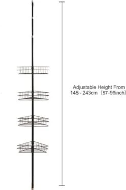 SensaHome Telescopisch Douche Rek Met 4 Lagen - Verstelbaar Bad / Douche Hoekrek Opbergrek - Uitschuifbaar Van 145-250 Cm - Zwart 12 SensaHome Telescopisch Douche Rek Met 4 Lagen - Verstelbaar Bad / Douche Hoekrek Opbergrek - Uitschuifbaar Van 145-250 Cm - Zwart -Badkamer Kast Winkel 800x1200 9