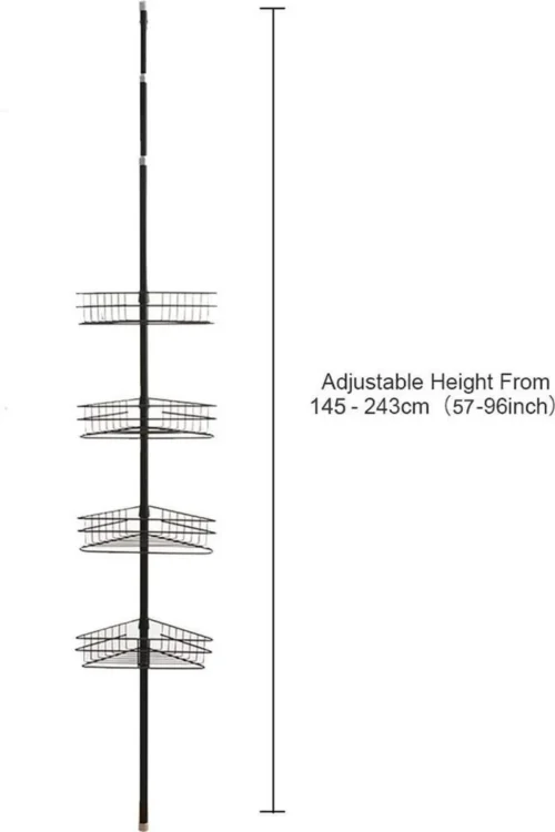 SensaHome Telescopisch Douche Rek Met 4 Lagen - Verstelbaar Bad / Douche Hoekrek Opbergrek - Uitschuifbaar Van 145-250 Cm - Zwart 12 SensaHome Telescopisch Douche Rek Met 4 Lagen - Verstelbaar Bad / Douche Hoekrek Opbergrek - Uitschuifbaar Van 145-250 Cm - Zwart -Badkamer Kast Winkel 800x1200 9