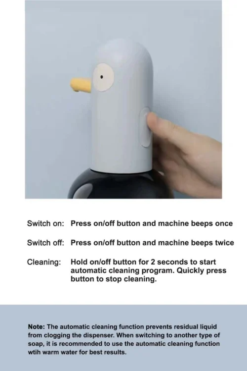 MUID Duck- Automatische Zeepdispenser - Handwas Schuimzeepdispenser Voor Kinderen - Zeeppompje-Oplaadbaar-Foam Technologie- Touchless Infrarood Sensor-Lichtblauw - 400ml - 10.35cm*11.5cm*19.5cm -Badkamer Kast Winkel 801x1200 1