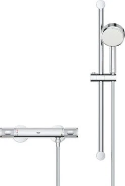 GROHE Grohtherm-1000 Performance Renovatieset - Met Thermostaatkraan, Koppelingen, Glijstang En Hoofddouche - CoolTouch - Chroom -Badkamer Kast Winkel 808x1200 3