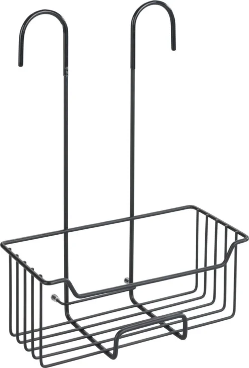 WENKO Doucherek Milo 25x36cm RVS Zwart - Doucherek Zonder Boren - Doucherek Hangend Zwart