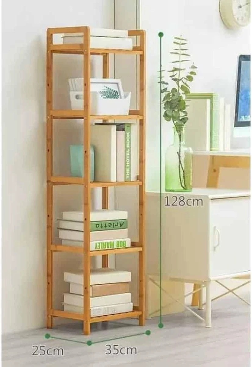 SensaHome Badkamerrek - Bamboe Design – Badkamerkast Met 5 Planken 3 SensaHome Badkamerrek - Bamboe Design – Badkamerkast Met 5 Planken - Afbeelding 3