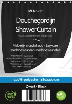 MLN Basics® Douchegordijn | Zwart | 180x200 Cm | Inclusief Ringen | Anti-schimmel -Badkamer Kast Winkel 835x1200 6