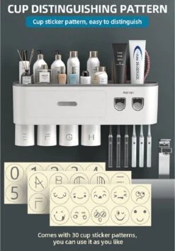 LuxeBass Tandenborstel Organizer | Tandenborstelhouder | Automatisch Tandpasta Dispenser | Met Lade En Opbergvak Voor Badkamer - LB544 -Badkamer Kast Winkel 837x1200 2