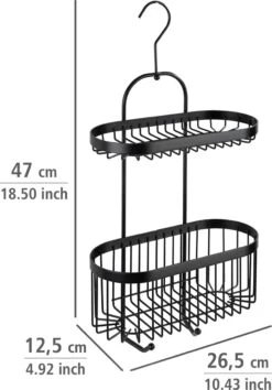 WENKO Doucherek 2-laags Classic Plus Black Mat Zwart - Doucherek Zonder Boren - Doucherek Hangend Zwart 11 WENKO Doucherek 2-laags Classic Plus Black Mat Zwart - Doucherek Zonder Boren - Doucherek Hangend Zwart -Badkamer Kast Winkel 838x1200 1