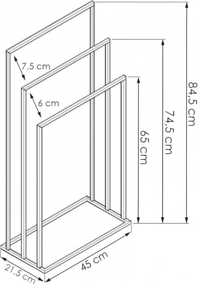 Badkamerhanger Handdoekenrek 3 Armen Zwart 4 Badkamerhanger Handdoekenrek 3 Armen Zwart - Afbeelding 4