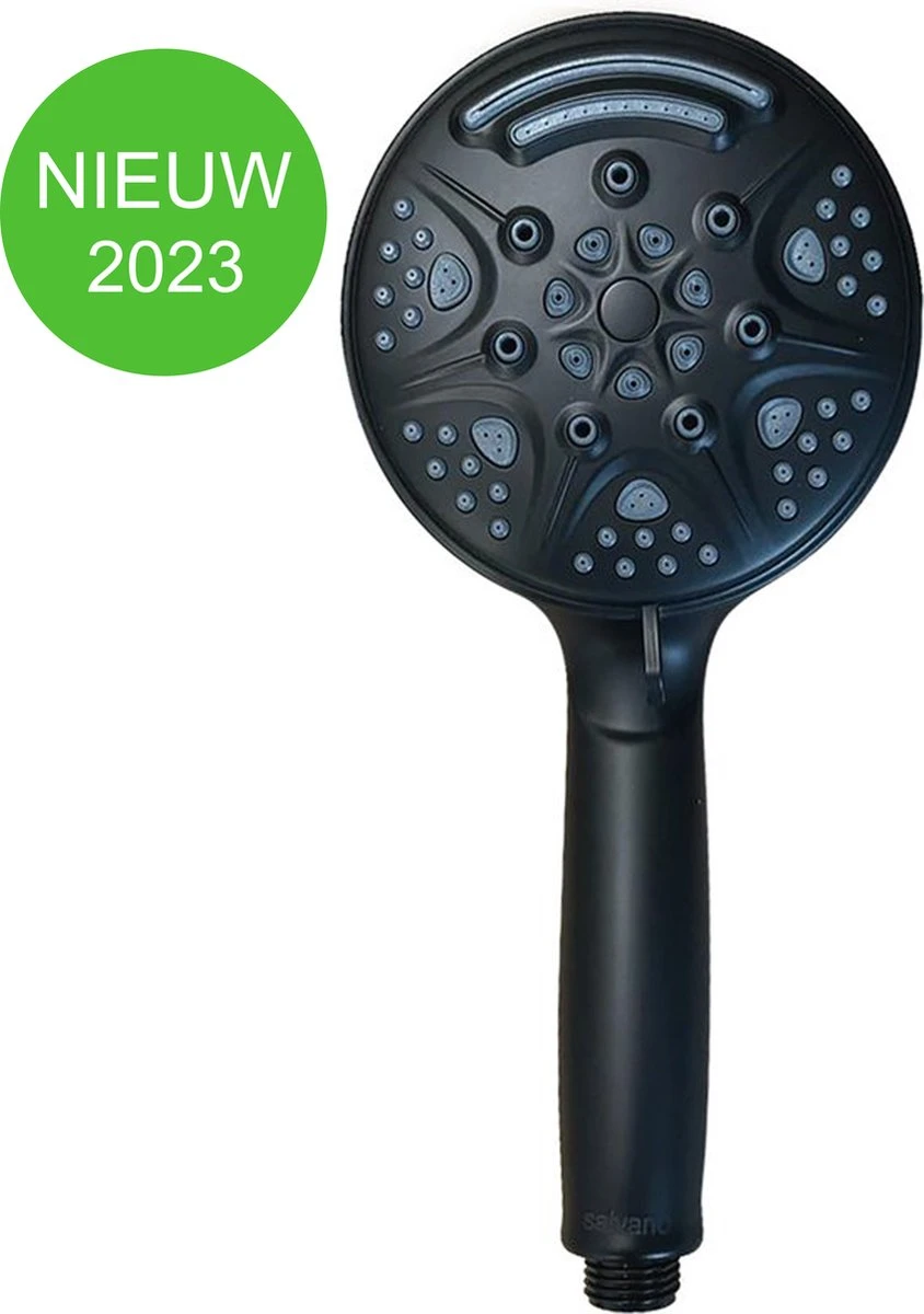 Salvano Douchekop - Waterbesparend - Hoge Kwaliteit - Handdouche - 9 Standen - Zwart 2023 Pro 1 Salvano Douchekop - Waterbesparend - Hoge Kwaliteit - Handdouche - 9 Standen - Zwart 2023 Pro