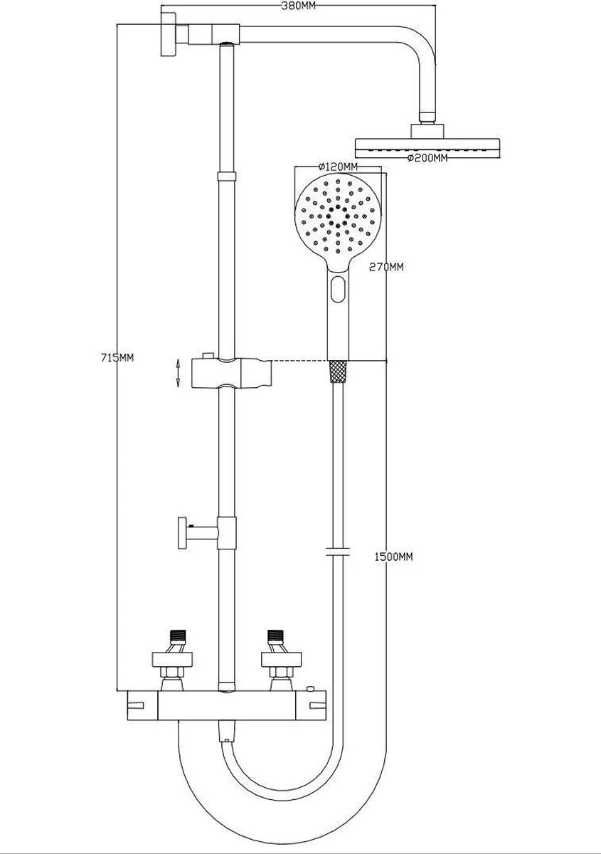 4bathroomz® Zwarte Regendouche Met Thermostatische Kraan - 20cm Hoofddouche 10 4bathroomz® Zwarte Regendouche Met Thermostatische Kraan - 20cm Hoofddouche - Afbeelding 10